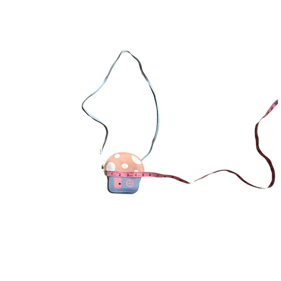 Kids faux leather mushroom crossbody purse blue pink - Picture 3 of 4